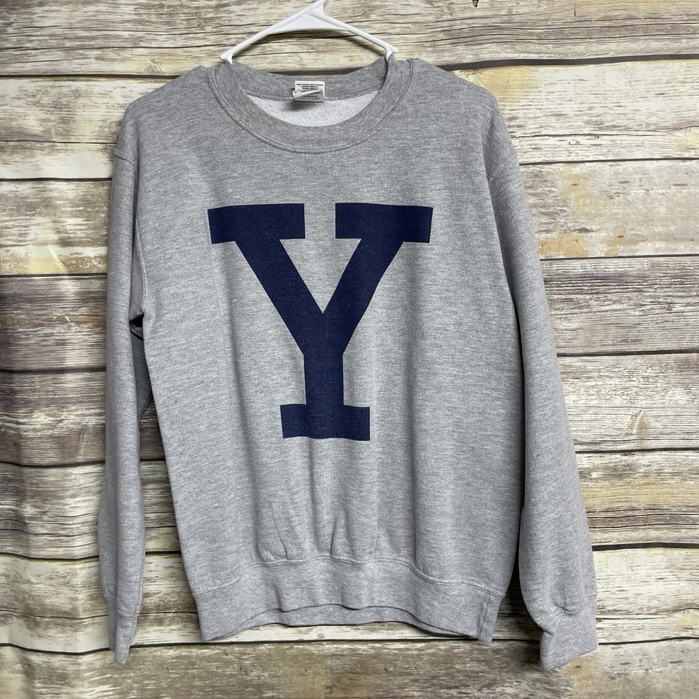 Vintage Y2K Yale Bulldogs Big Logo Pullover Crewneck Sweatshirt Mens Small Gray